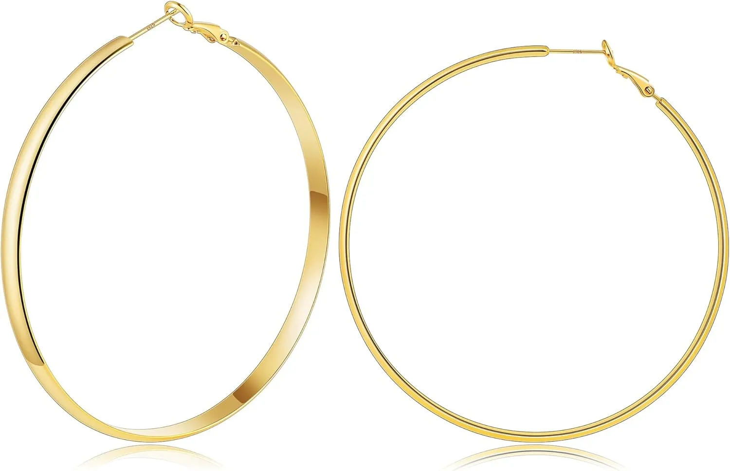 Gacimy Gold Hoop Earrings for Women, 14k Real Gold Plated with 925 Sterling Silver Post, Hypoallergenic Lightweight Thick Hoops Earrings for Women Trendy