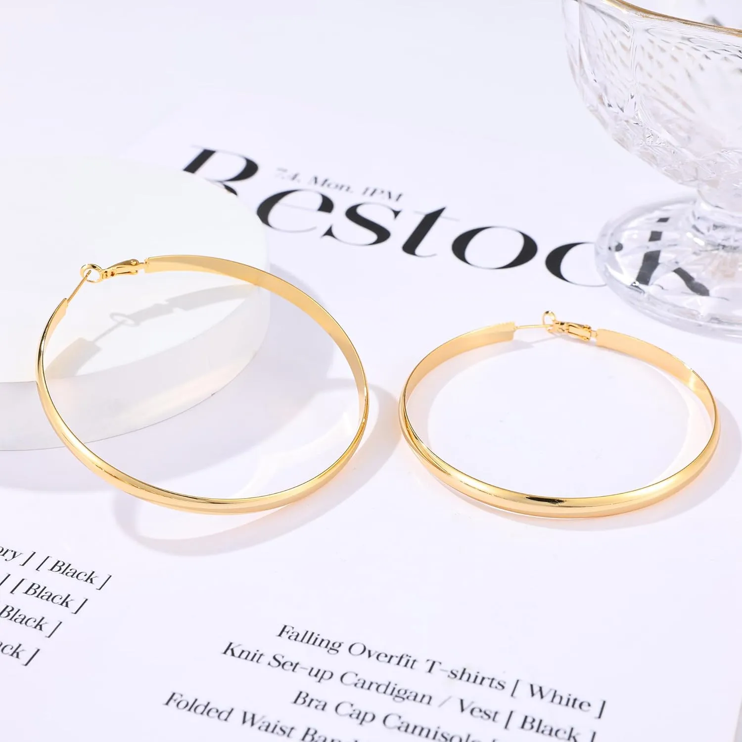 Gacimy Gold Hoop Earrings for Women, 14k Real Gold Plated with 925 Sterling Silver Post, Hypoallergenic Lightweight Thick Hoops Earrings for Women Trendy