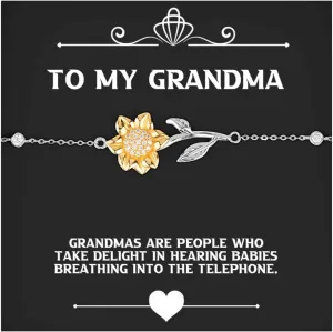 Gag Grandma Gifts, Grandmas Are People Who Take Delight In, Birthday Gifts, Sunflower Bracelet For Grandma from Granddaughter, Gift for her, Funny sunflower bracelet, Friendship bracelet, Bff