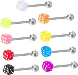 Gatuida Chic and Fashion Tongue Ring Dice Lightweight Acrylic Jewelry Modeling Tongue Nails