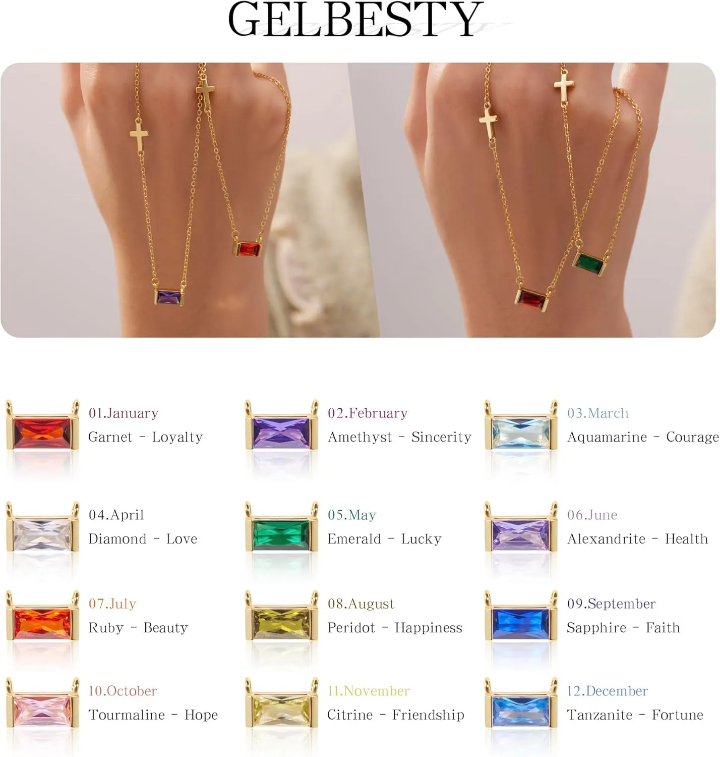 gelbesty Gold Necklace for Women Dainty 14K Gold Plated Birthstone Sideways Cross Diamond Choker Necklace Trendy Simple Gold Cubic Zirconia Pendant Mothers Birthday Christmas Gifts Jewelry for Women