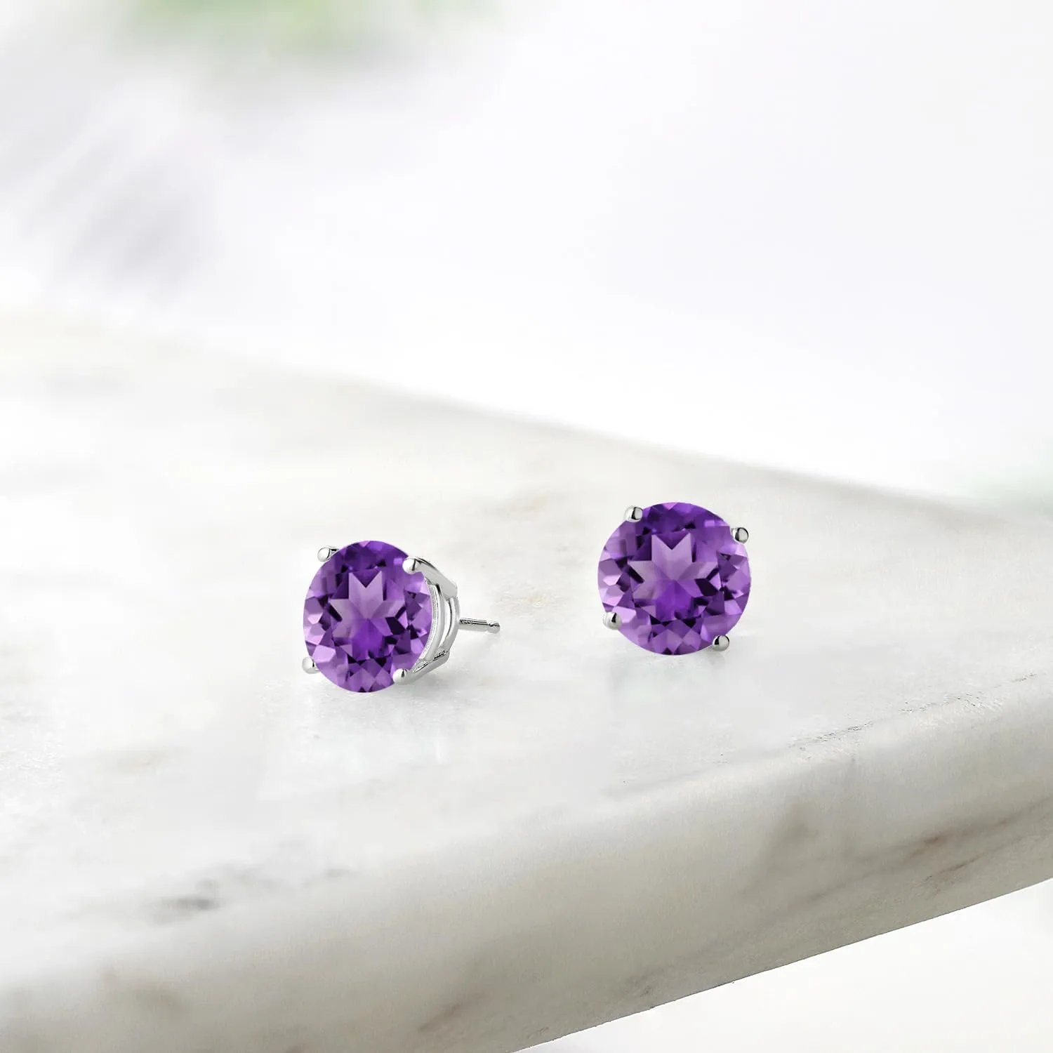 Gem Stone King 2-4 Cttw Round Gemstone Birthstone Stud Earrings For Women Men | 925 Sterling Silver | Round 7MM | Fine Jewelry Gifts for Her Mom Women Wife Men