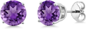 Gem Stone King 2-4 Cttw Round Gemstone Birthstone Stud Earrings For Women Men | 925 Sterling Silver | Round 7MM | Fine Jewelry Gifts for Her Mom Women Wife Men