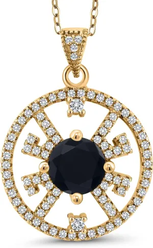 Gem Stone King Halo Circle Filigree Necklace in 18K Yellow Gold Plated Silver | 7MM Round Birthstone Gemstone Center | 18-Inch Silver Chain | Fine Jewelry Gifts for Her Mom Women Wife