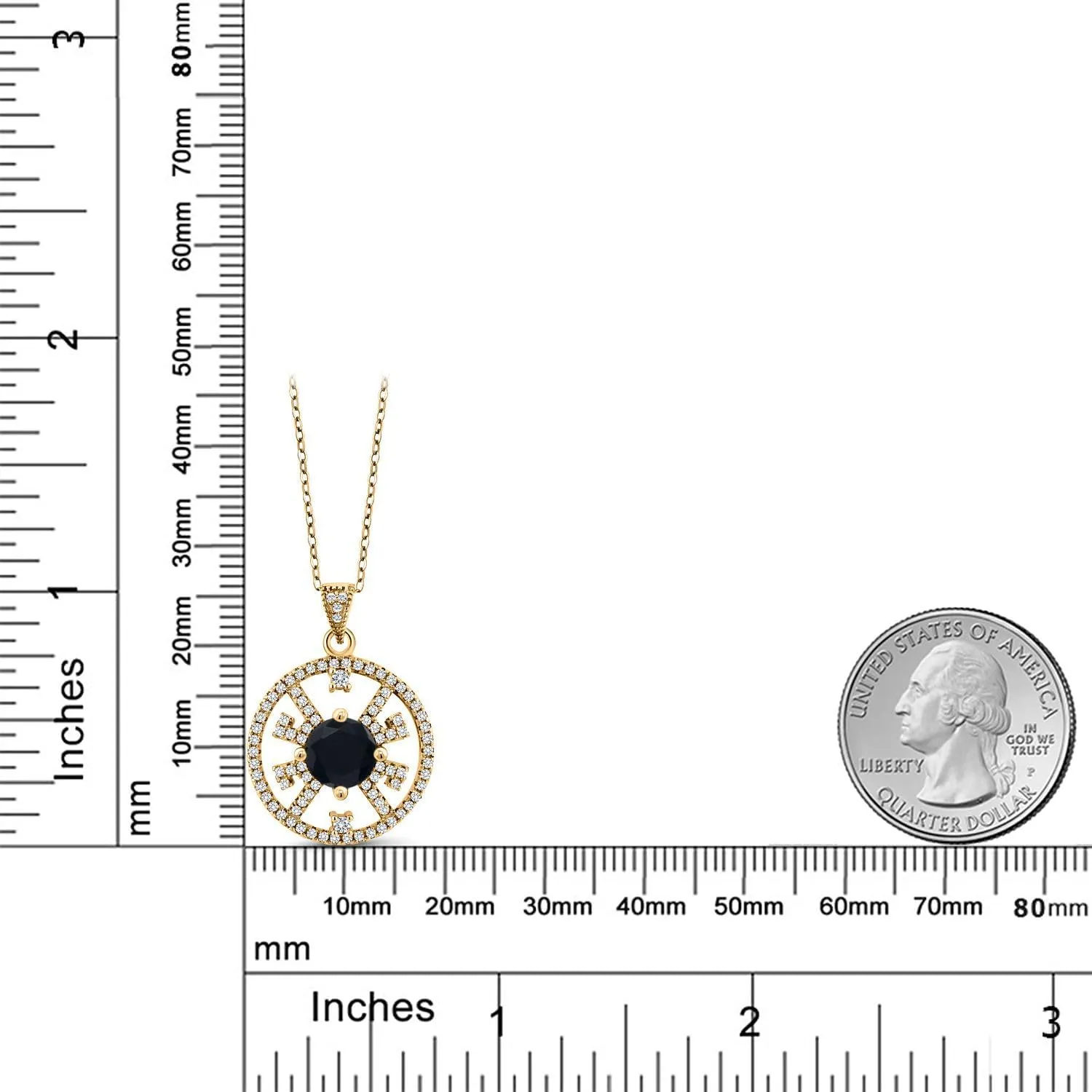 Gem Stone King Halo Circle Filigree Necklace in 18K Yellow Gold Plated Silver | 7MM Round Birthstone Gemstone Center | 18-Inch Silver Chain | Fine Jewelry Gifts for Her Mom Women Wife