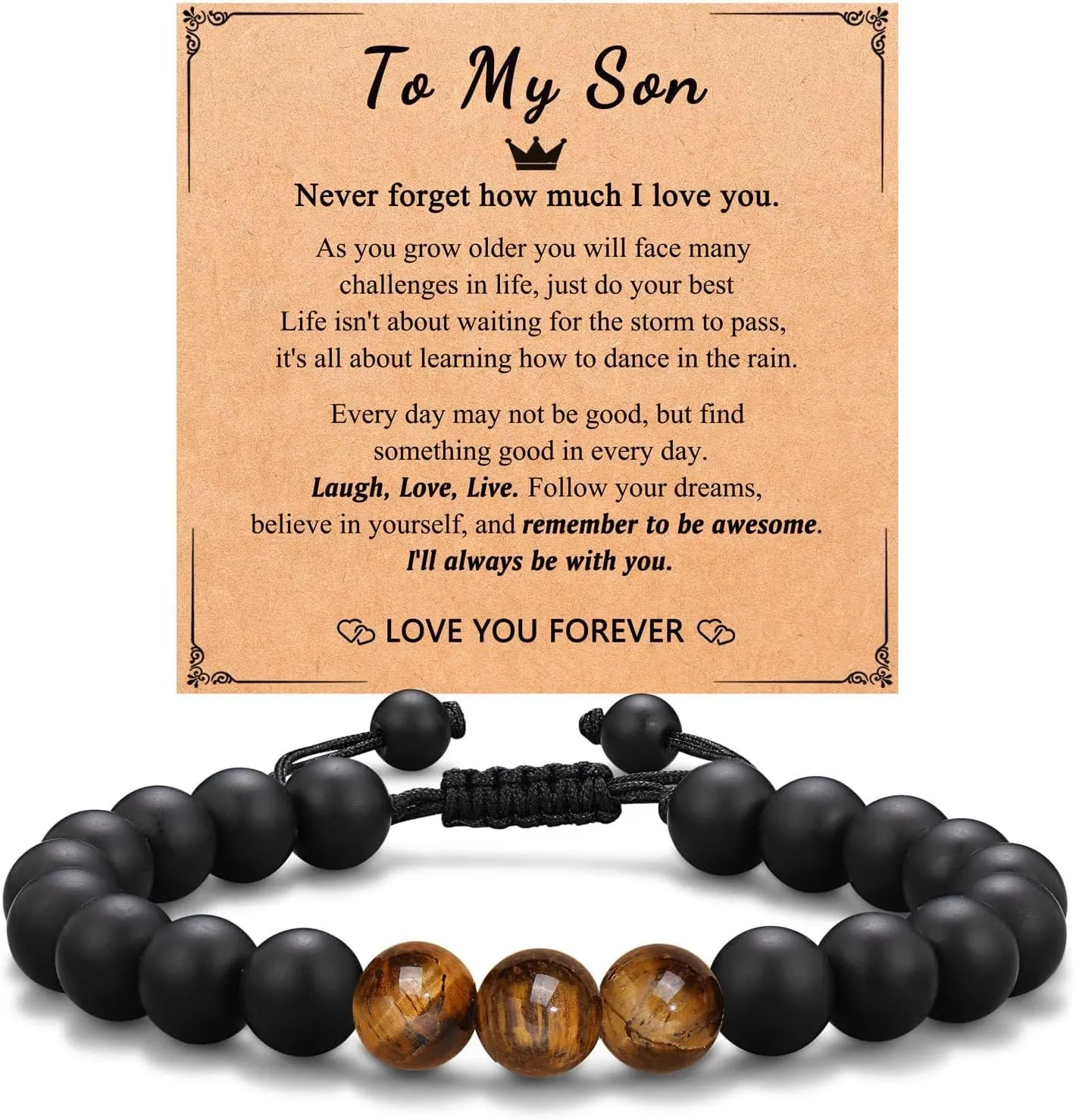 Gifts for Men Bracelets, Stone Beads Braided Rope Meaningful Bracelet, Mens Adjustable Bracelets Birthday/Valentines Day/Easter Gifts for Men Husband Boyfriend Father