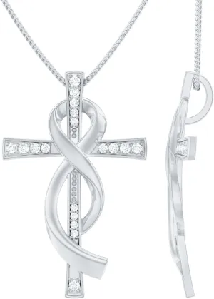 Gifts For New Dads, Certified Moissanite Cross Pendant, D-Vs1 Quality, Moissanite Diamond Infinity Necklace with Silver Chain (Ready To Gift)