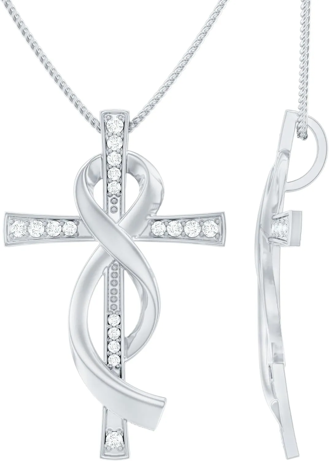 Gifts For New Dads, Certified Moissanite Cross Pendant, D-Vs1 Quality, Moissanite Diamond Infinity Necklace with Silver Chain (Ready To Gift)