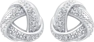 GILDED Sterling Silver Hoop Earrings for Women with Natural-Cut Genuine Diamonds, Click Top Earring Set, 0.25 Carat Total Weight, Sterling Silver Stud Earrings, Love Knot Post Studs Set 1/10 carat Total Weight, Elegant Gift Box Included