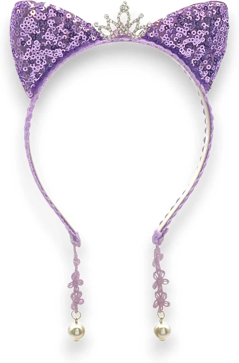 Girl Sequins Cat Ears Headband with Earring Pendants For Birthdays, Halloween and Parties
