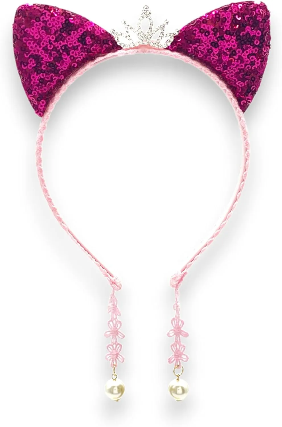 Girl Sequins Cat Ears Headband with Earring Pendants For Birthdays, Halloween and Parties