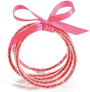 Glitter Jelly Bangles Bracelet Silicone Bangle Sets Layered Stackable Sparkling Bracelets for Women