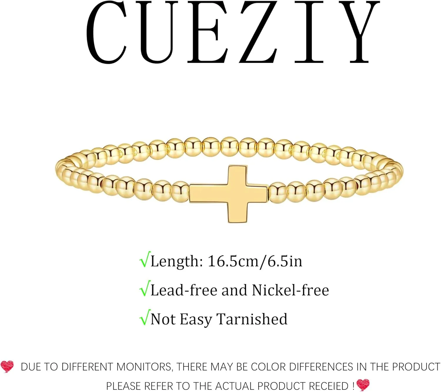 Gold Bracelets for Women 14K Gold Bead Bracelet Hypoallergenic Stretch Bracelets for Women Elastic Bracelet Trendy Teen Gift Dainty Jewelry for Women