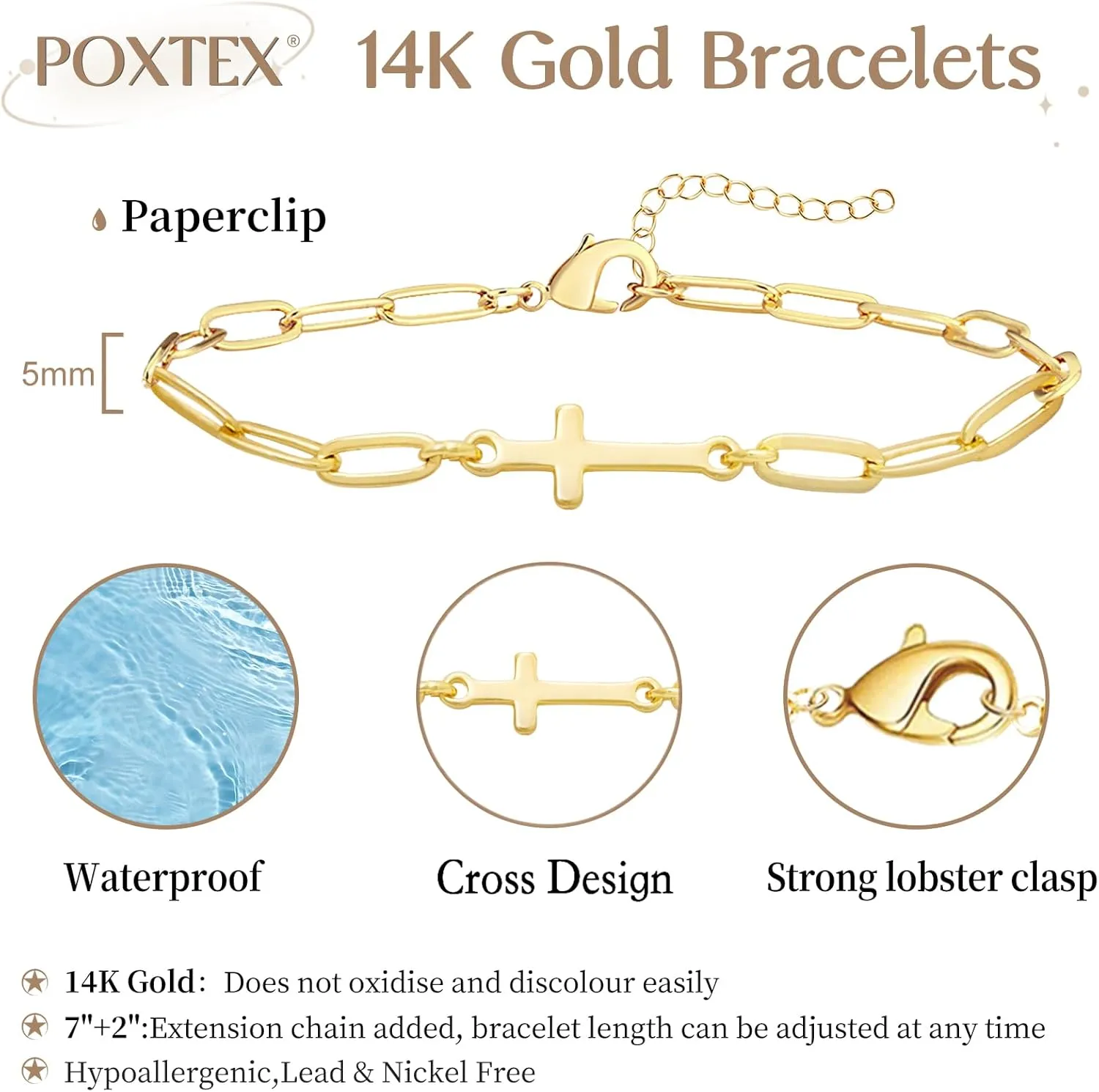 Gold Bracelets for Women, Dainty Gold Jewelry Gifts for Women, 14k Gold Bracelets for Women Non Tarnish, Trendy Gold Bracelet Waterproof, Gold Accessories for women