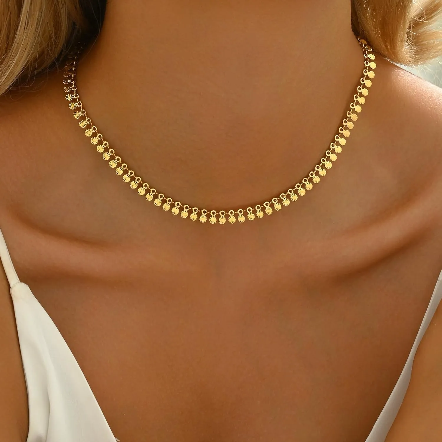 Gold Chain Necklace for Women 18K Gold Plated Stainless Steel Necklace Dainty Star Cross Heart Choker Chains Simple Delicate Minimalist Trendy Jewelry
