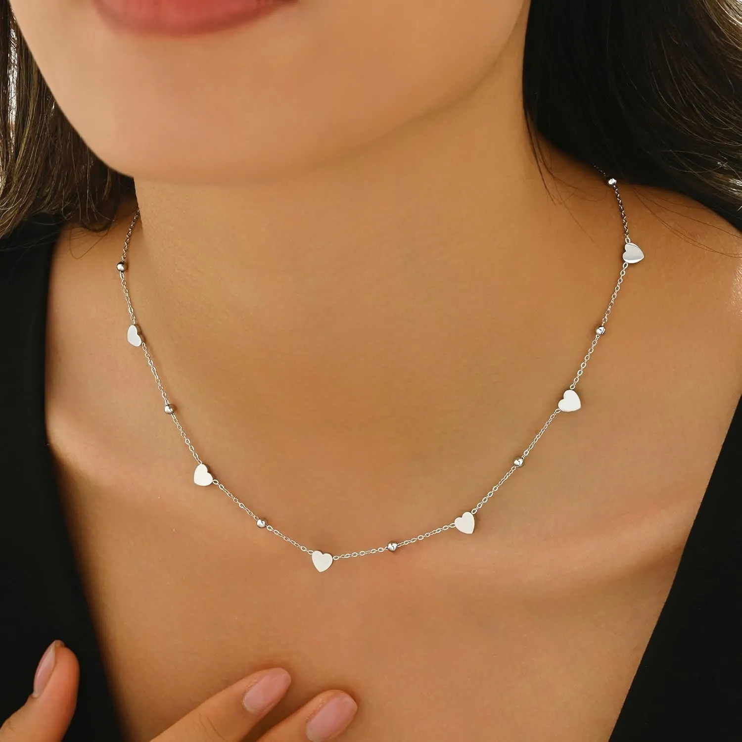 Gold Chain Necklace for Women 18K Gold Plated Stainless Steel Necklace Dainty Star Cross Heart Choker Chains Simple Delicate Minimalist Trendy Jewelry