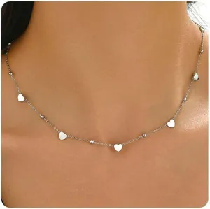 Gold Chain Necklace for Women 18K Gold Plated Stainless Steel Necklace Dainty Star Cross Heart Choker Chains Simple Delicate Minimalist Trendy Jewelry