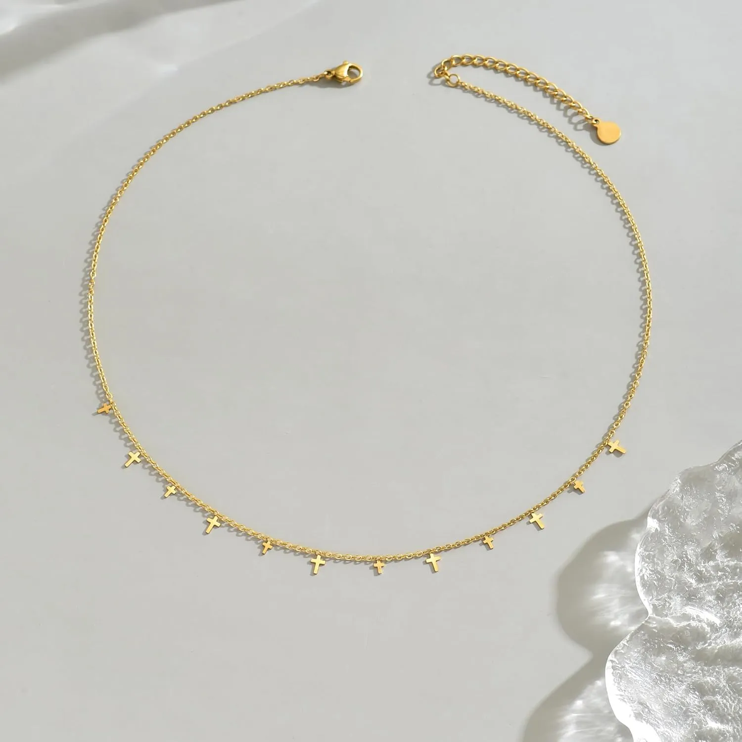 Gold Chain Necklace for Women 18K Gold Plated Stainless Steel Necklace Dainty Star Cross Heart Choker Chains Simple Delicate Minimalist Trendy Jewelry