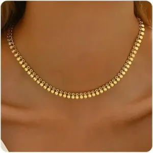 Gold Chain Necklace for Women 18K Gold Plated Stainless Steel Necklace Dainty Star Cross Heart Choker Chains Simple Delicate Minimalist Trendy Jewelry