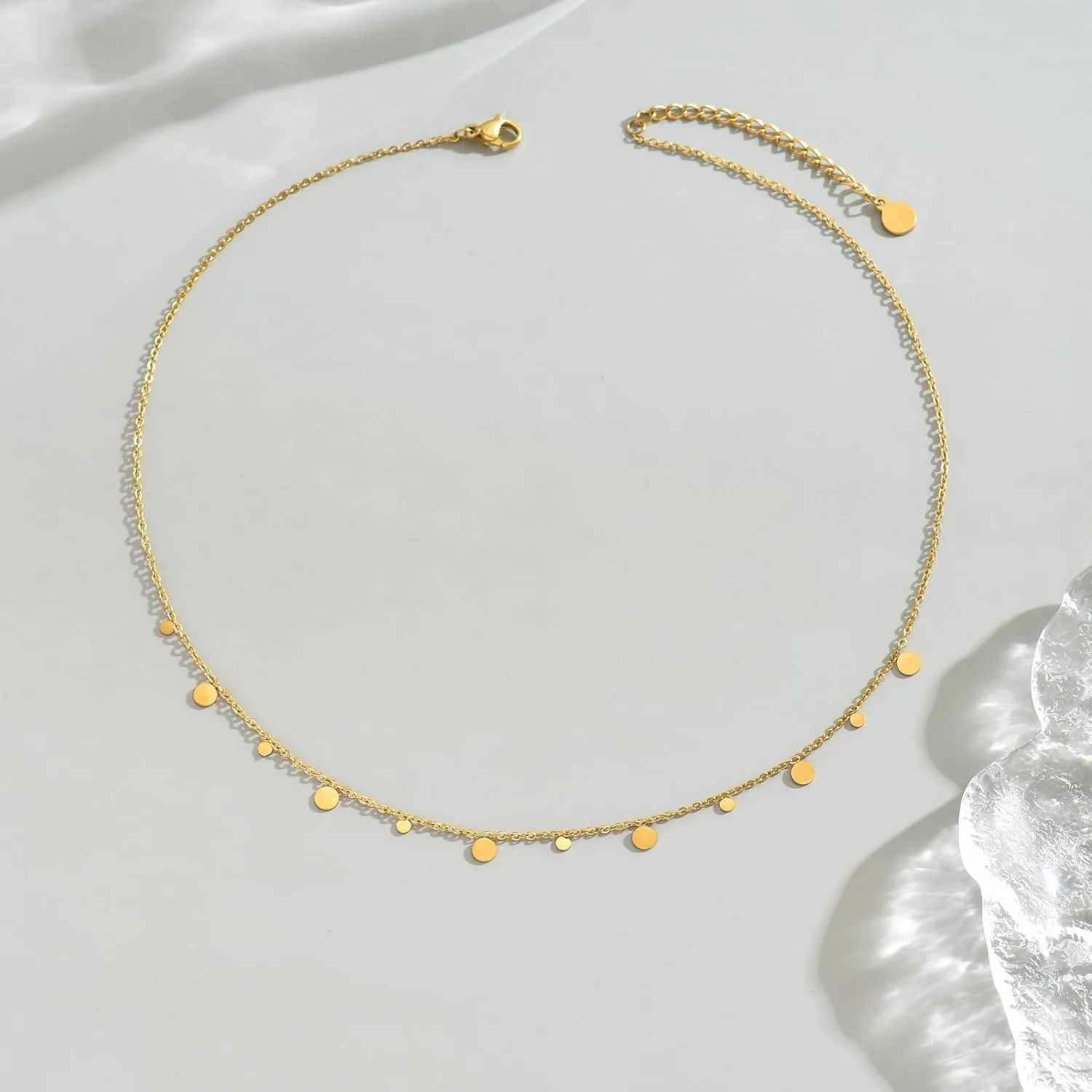 Gold Chain Necklace for Women 18K Gold Plated Stainless Steel Necklace Dainty Star Cross Heart Choker Chains Simple Delicate Minimalist Trendy Jewelry