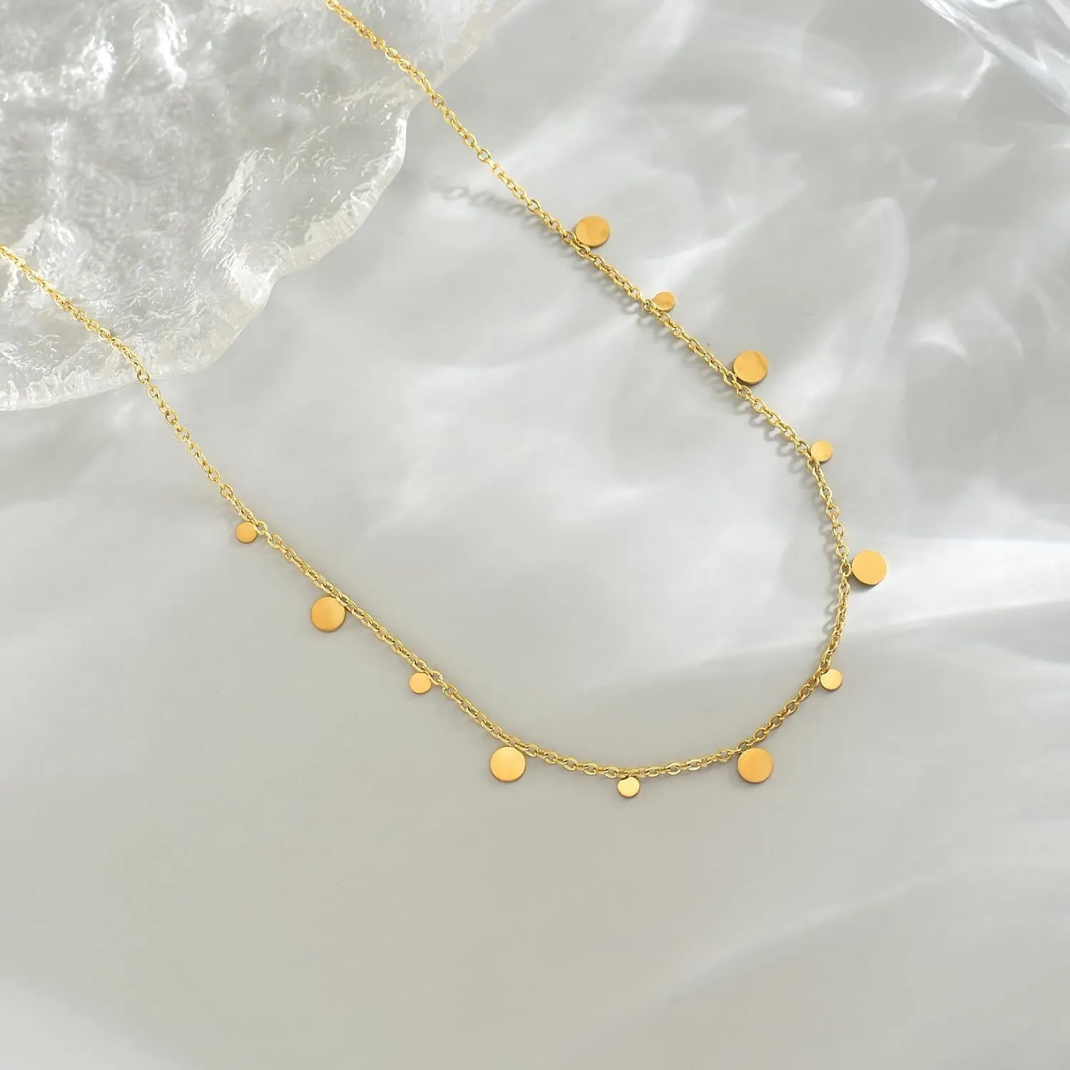 Gold Chain Necklace for Women 18K Gold Plated Stainless Steel Necklace Dainty Star Cross Heart Choker Chains Simple Delicate Minimalist Trendy Jewelry