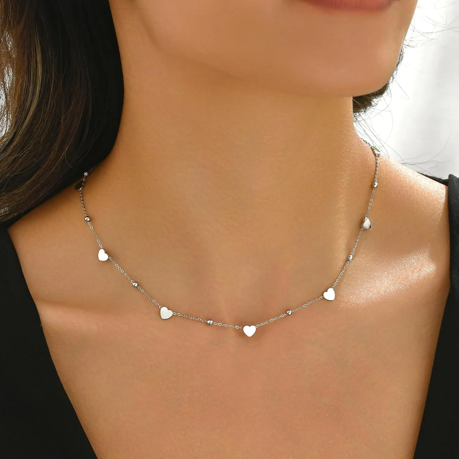 Gold Chain Necklace for Women 18K Gold Plated Stainless Steel Necklace Dainty Star Cross Heart Choker Chains Simple Delicate Minimalist Trendy Jewelry