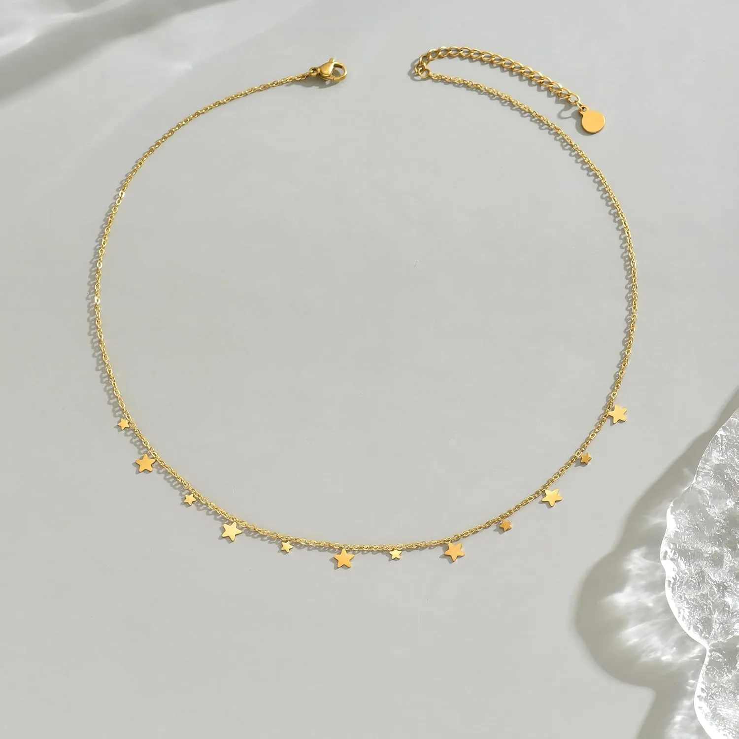 Gold Chain Necklace for Women 18K Gold Plated Stainless Steel Necklace Dainty Star Cross Heart Choker Chains Simple Delicate Minimalist Trendy Jewelry