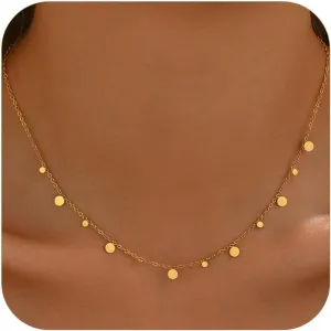 Gold Chain Necklace for Women 18K Gold Plated Stainless Steel Necklace Dainty Star Cross Heart Choker Chains Simple Delicate Minimalist Trendy Jewelry
