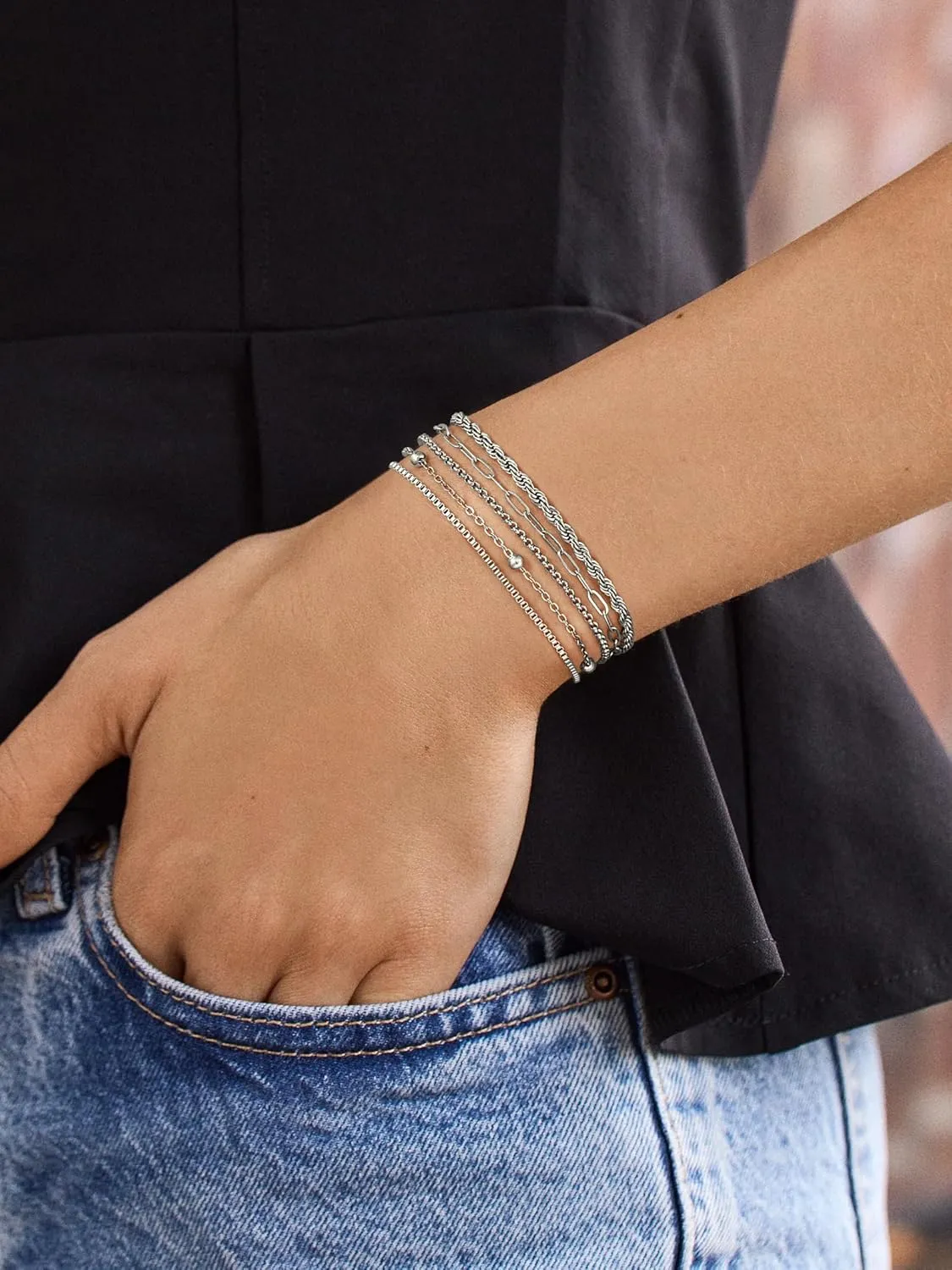 Gold Chain Stainless Steel Waterproof Bracelets For Women Stack Water Proof Non Tarnish Stacked Dainty Jewelry
