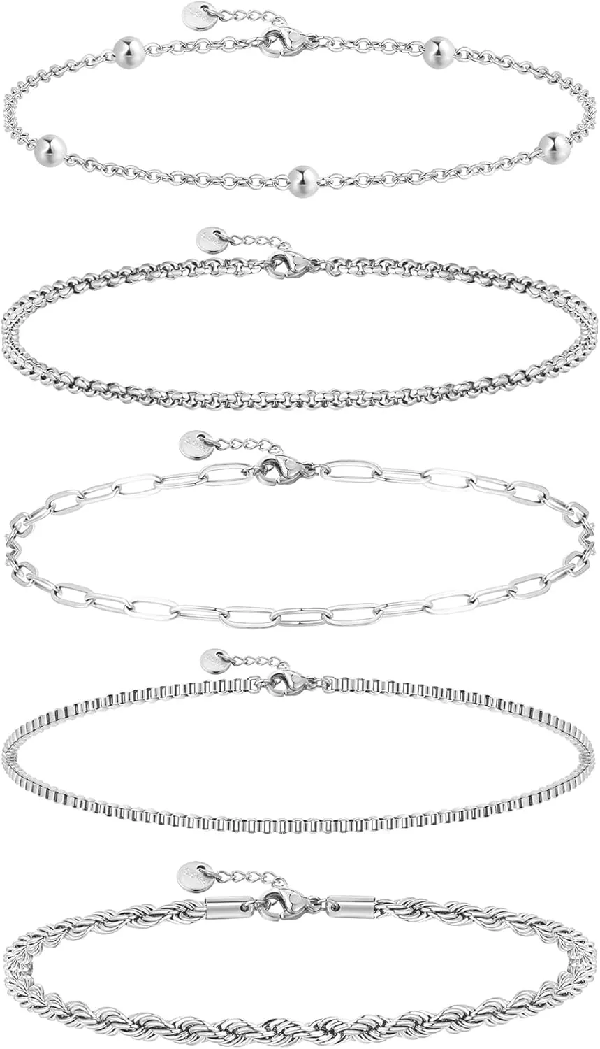 Gold Chain Stainless Steel Waterproof Bracelets For Women Stack Water Proof Non Tarnish Stacked Dainty Jewelry