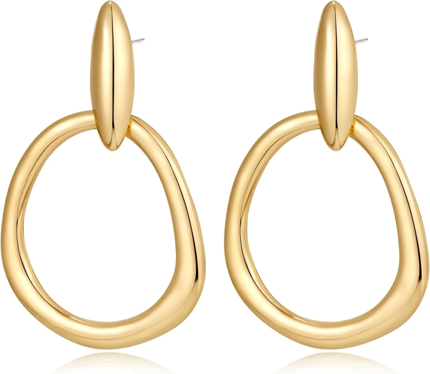 Gold Circle Earrings for Women Drop Studs Earring Dangle Hoop Trendy Geometric Large Circle Gold Earring Statement Jewelry