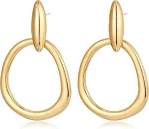 Gold Circle Earrings for Women Drop Studs Earring Dangle Hoop Trendy Geometric Large Circle Gold Earring Statement Jewelry