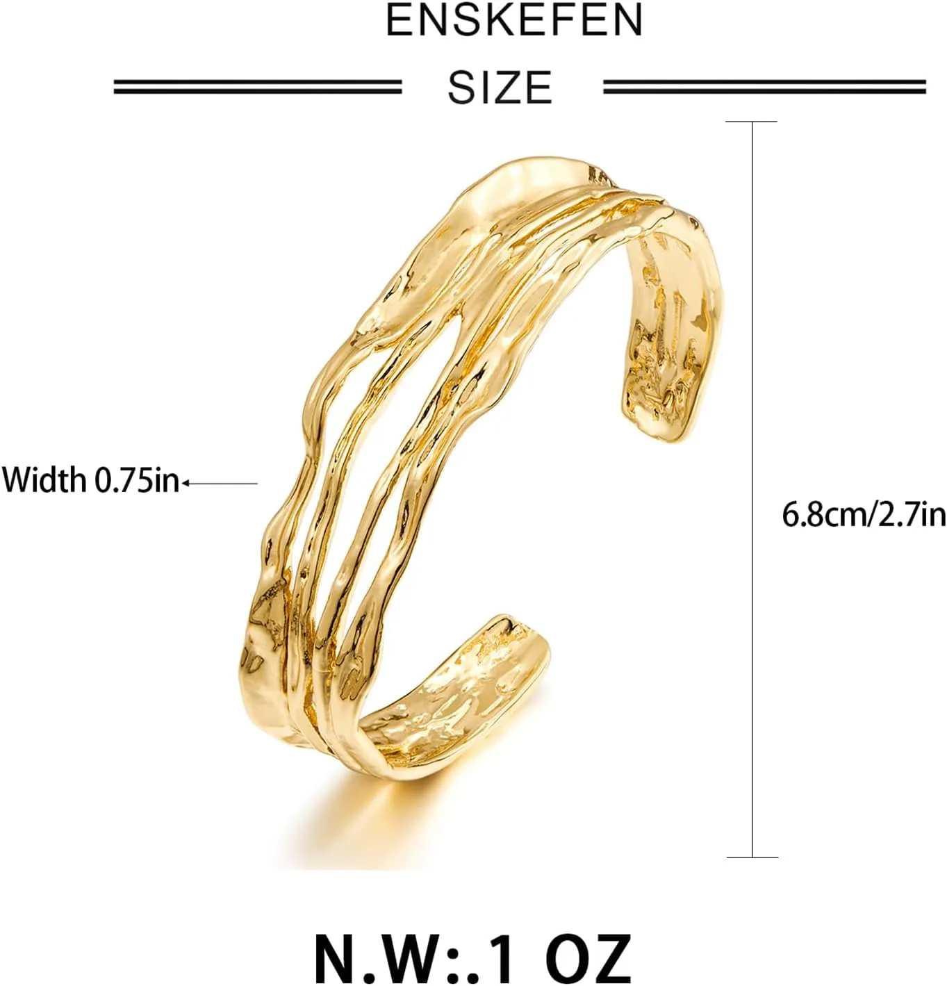 Gold Cuff Bracelet for Women Chunky Multi-layer Cross Wire Open Bracelet Hollow Wide Cuff Bracelets Adjustable Gold Open Cuff Bangle Bracelet