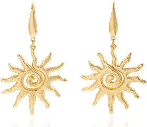 Gold Dangle Earrings for Women Stainless Steel 14K Gold Plated Drop Earrings Teardrop Heart Starfish Sun Dangle Earrings Trendy Gold Earrings Prom Jewelry Gifts