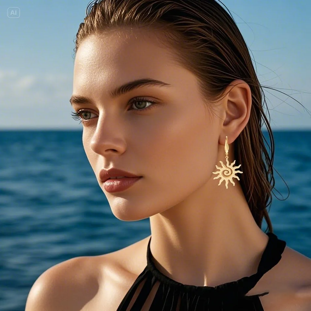 Gold Dangle Earrings for Women Stainless Steel 14K Gold Plated Drop Earrings Teardrop Heart Starfish Sun Dangle Earrings Trendy Gold Earrings Prom Jewelry Gifts