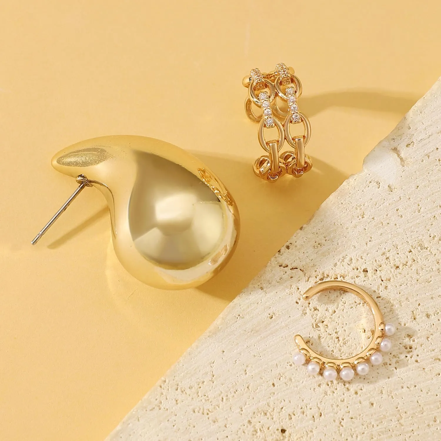 Gold Ear Cuff Earrings For Women Dainty Cubic Zirconia Ear Cuff Non Pierced Ears Clip On Cartilage Earring Fashion Jewelry Set For Women
