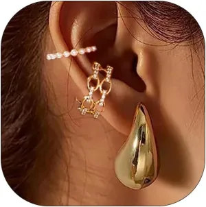 Gold Ear Cuff Earrings For Women Dainty Cubic Zirconia Ear Cuff Non Pierced Ears Clip On Cartilage Earring Fashion Jewelry Set For Women