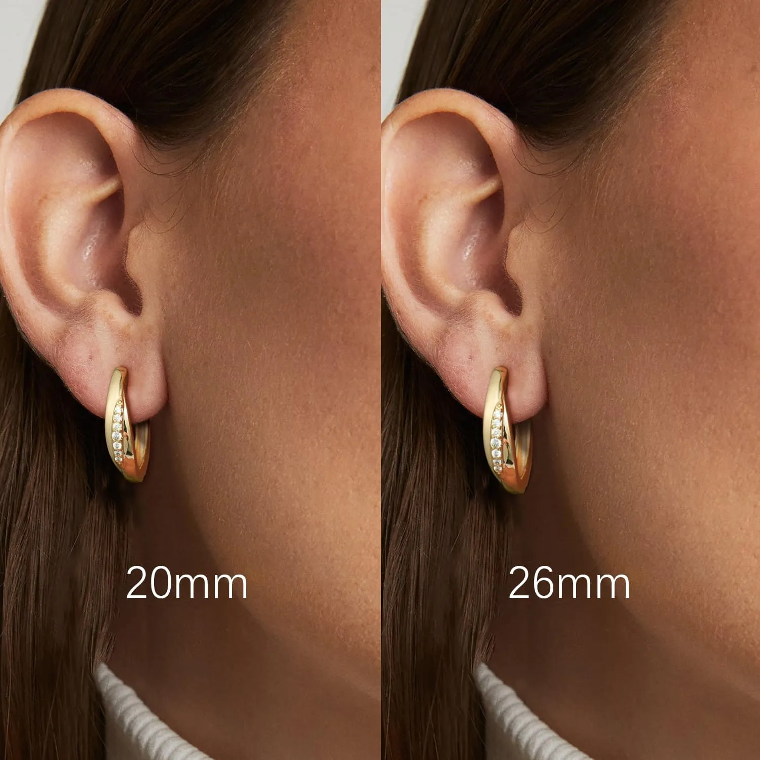 Gold Hoop Earrings 14K Gold Hoop Earrings for Women Lightweight Cubic Zirconia Hoops Womens Earring 20/26mm
