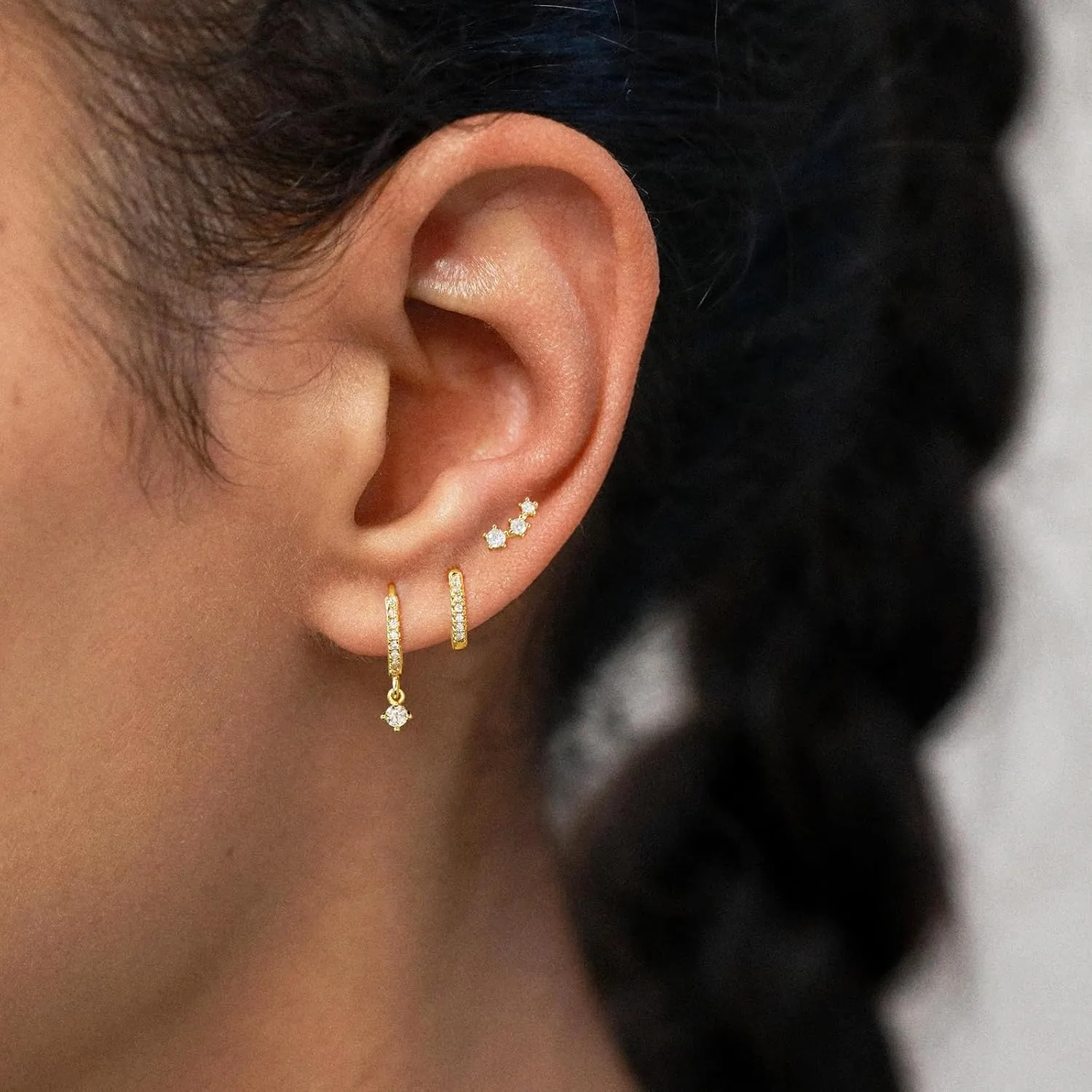 Gold Hoop Earrings for Women,14K Gold/925 Silver Plated Huggie Hoops Earrings Cubic Zirconia Jewelry Gifts