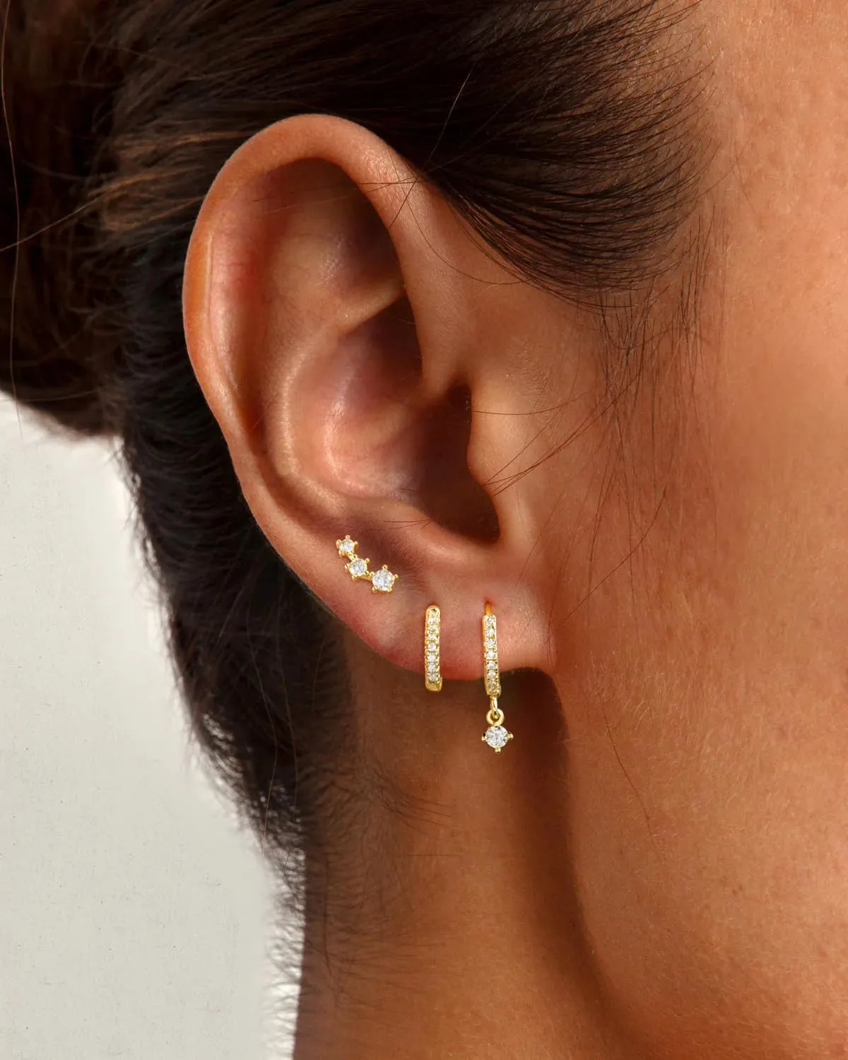 Gold Hoop Earrings for Women,14K Gold/925 Silver Plated Huggie Hoops Earrings Cubic Zirconia Jewelry Gifts