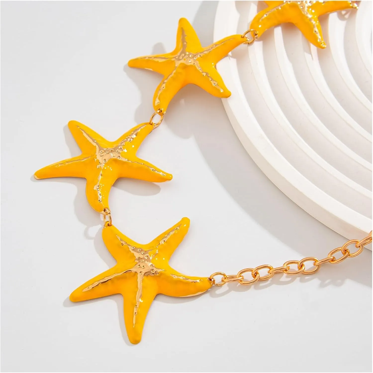 Gold Metal Star Waist Chain, 35 Inch Long Link Belly Belt, Dress Outfit Waist Belly Body Jewelry for Women