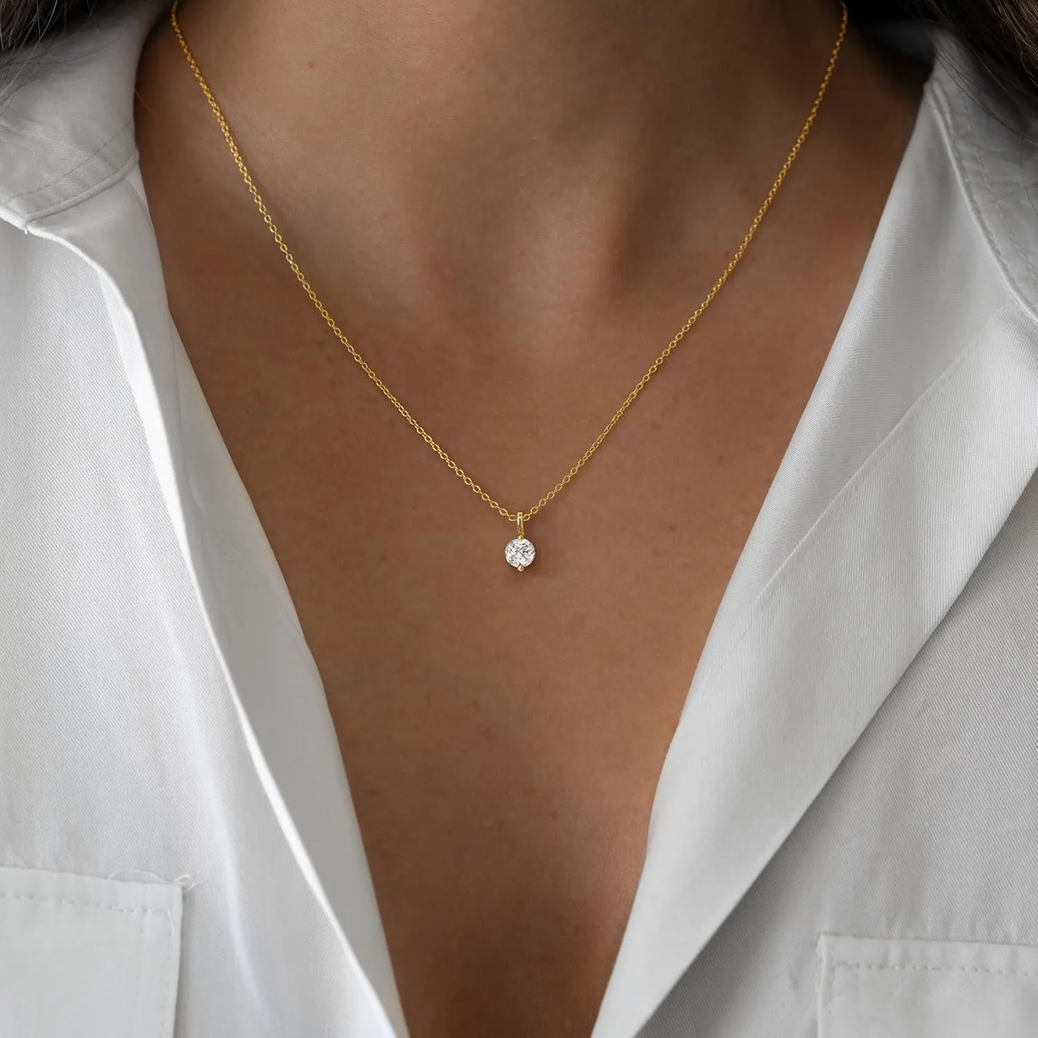 Gold Necklaces for Women, 14K Plated Dainty Layered Diamond Sun Pendant Choker Simple Trendy Cute Stack Chain Prom Wedding Non Tarnish Waterproof Jewelry Gift