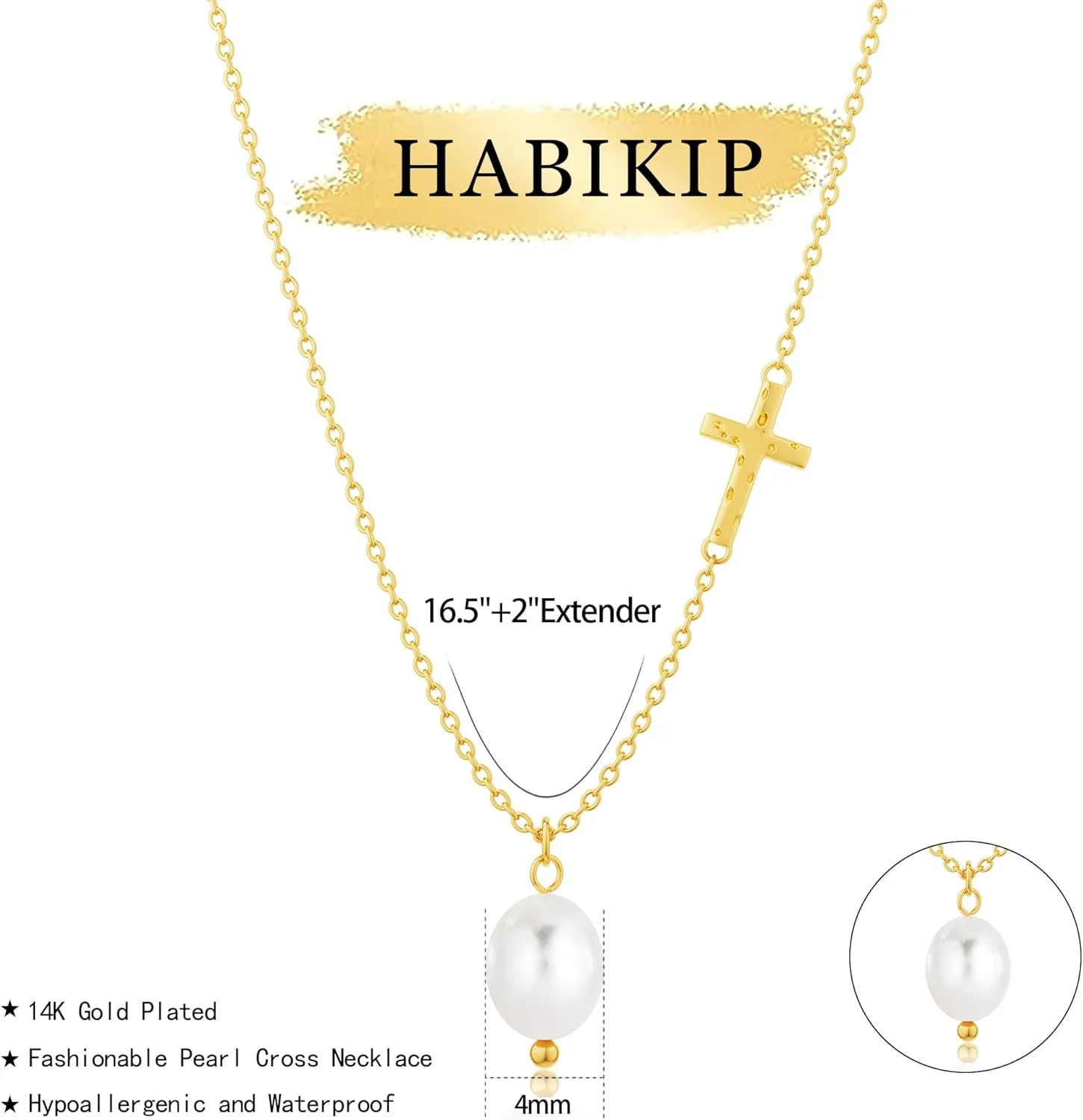Gold Pearl Necklaces for Women Trendy, Dainty 14K Gold Pearl Pendant Chain Choker Necklace Cute Simple Pearl Pendant Link Necklace Waterproof Hypoallergenic Gold Jewelry Gifts for Women