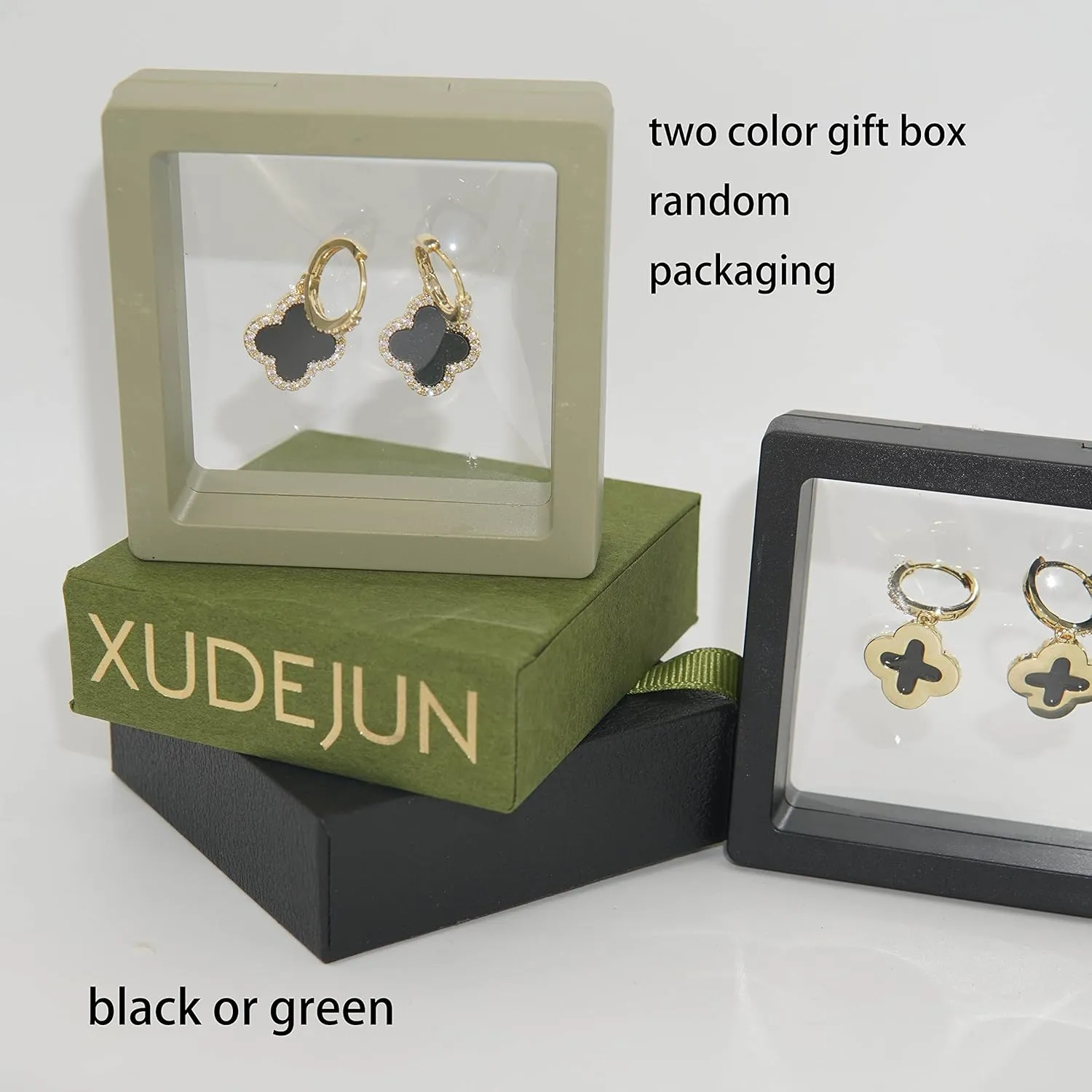 Gold Plated 925 Sterling Silver Gem Hoop Earrings Clover Designs with Crystal Charms Crystal Natural Gemstone Dangle Earrings for Women