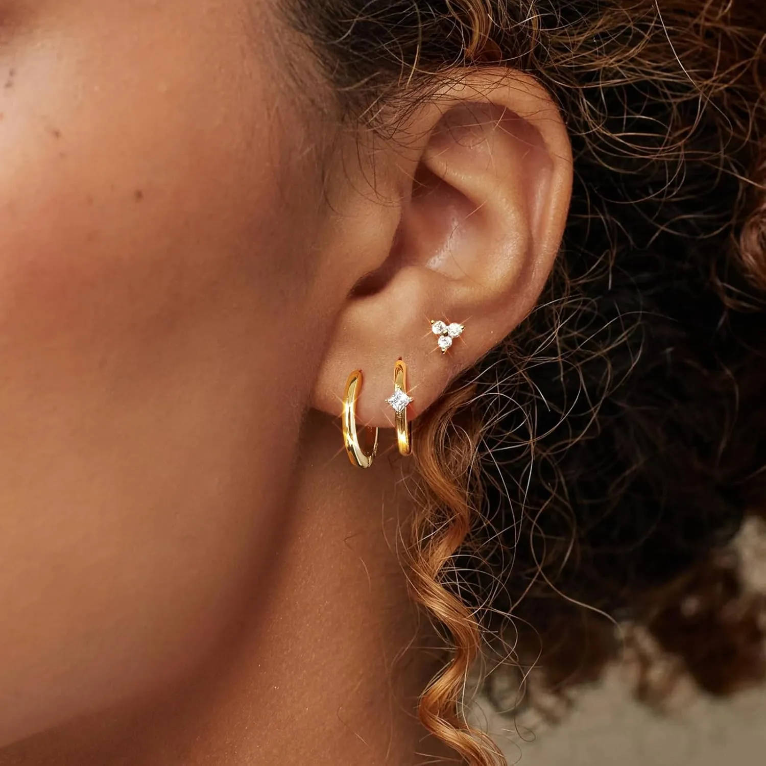 Gold Silver Earrings for Women, 14K Gold Silver Plated Stud Earrings Set for Multiple Piercing, Hypoallergenic Dainty Small Gold Silver Hoop Earrings for Women Trendy Cartilage Earrings Stack Jewelry