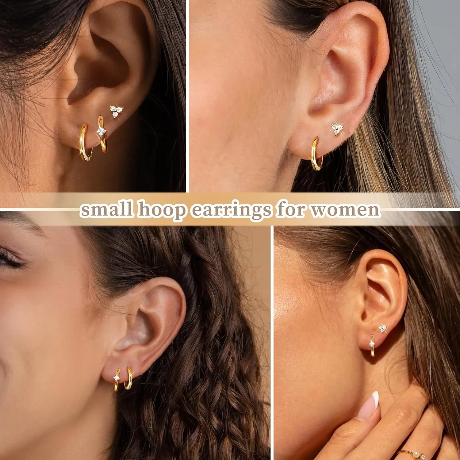 Gold Silver Earrings for Women, 14K Gold Silver Plated Stud Earrings Set for Multiple Piercing, Hypoallergenic Dainty Small Gold Silver Hoop Earrings for Women Trendy Cartilage Earrings Stack Jewelry