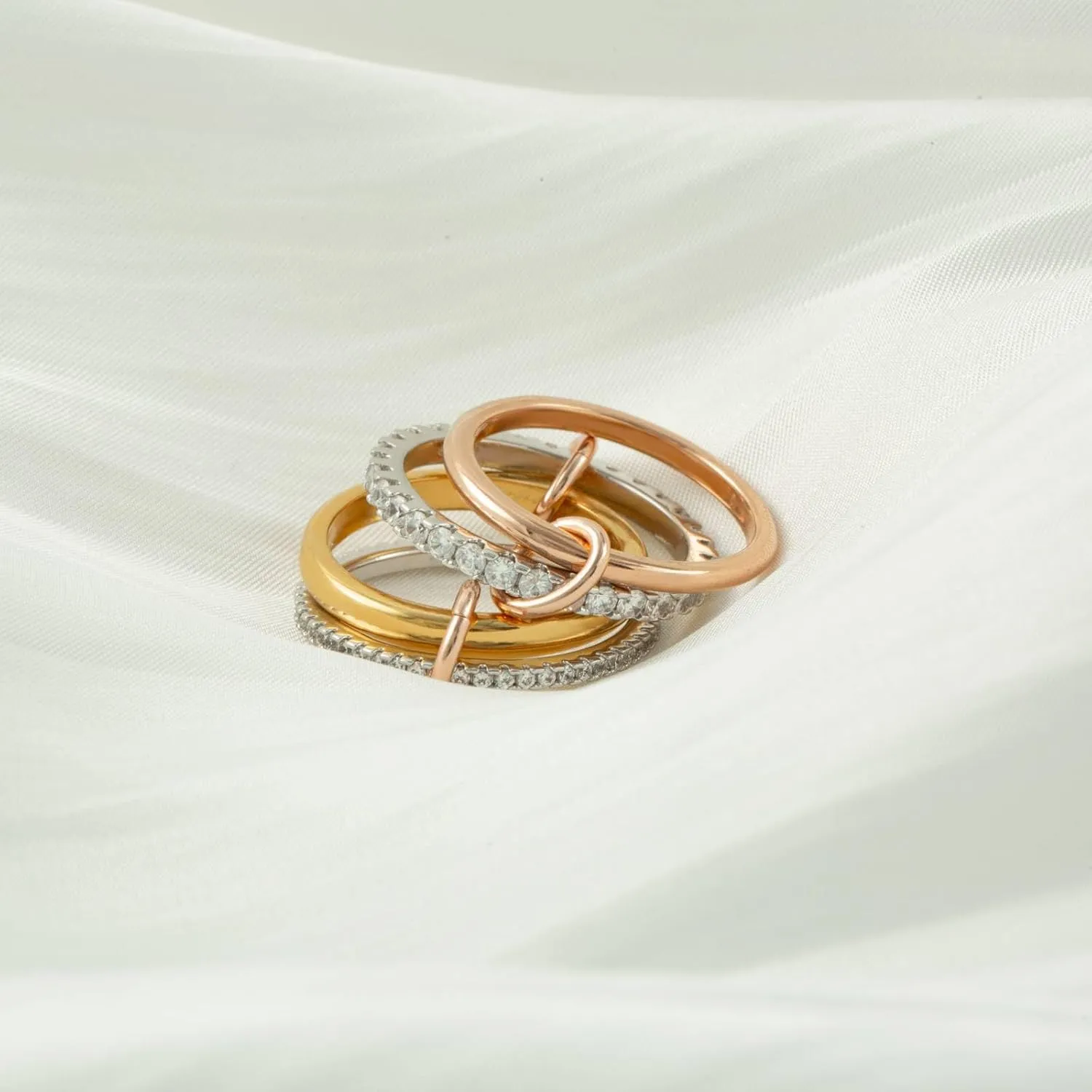 Gold Stackable Rings for Women Non Tarnish, Dainty Stackable CZ Cubic Zirconia 18k Gold Plated Rings, Gold Knuckle Women Rings Set