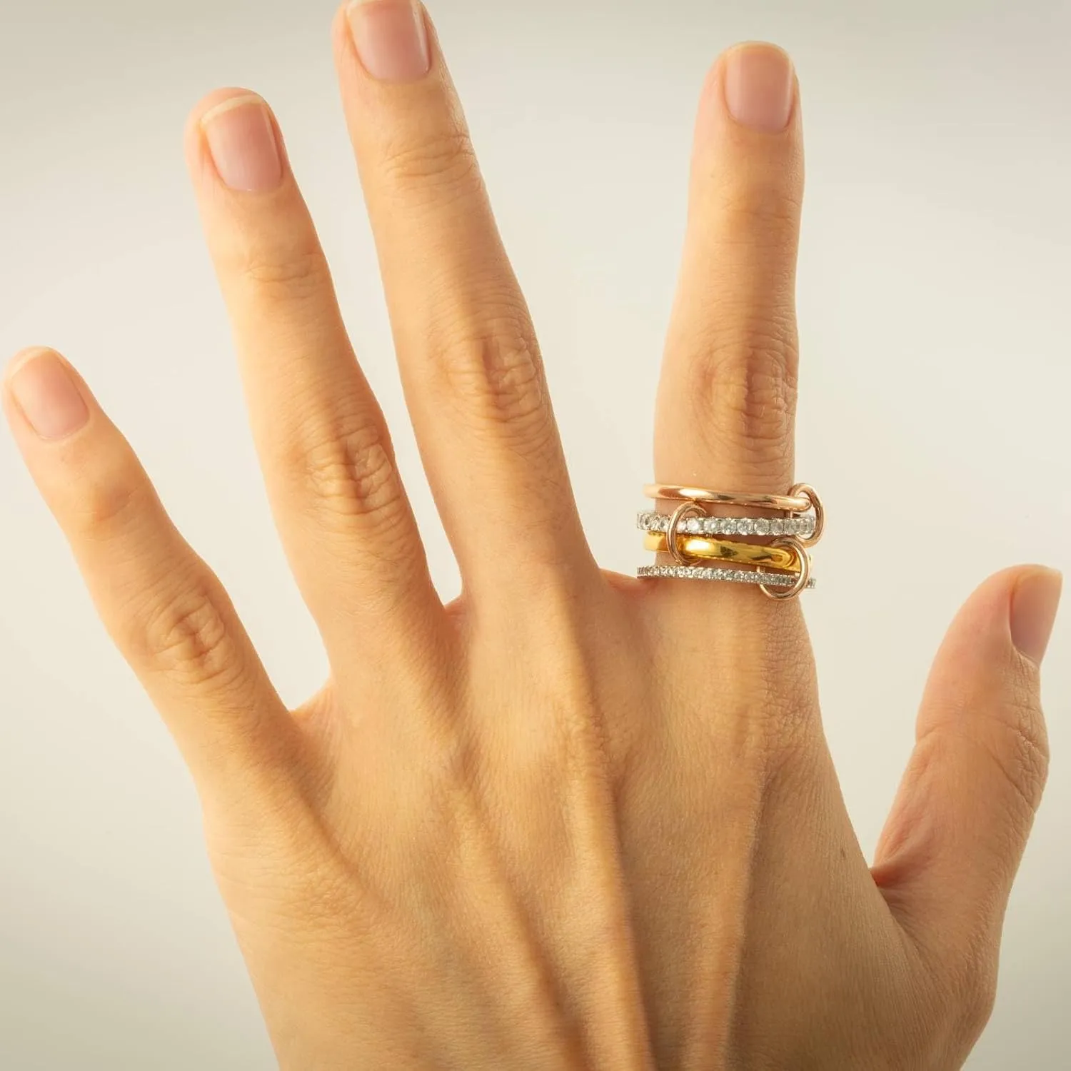 Gold Stackable Rings for Women Non Tarnish, Dainty Stackable CZ Cubic Zirconia 18k Gold Plated Rings, Gold Knuckle Women Rings Set
