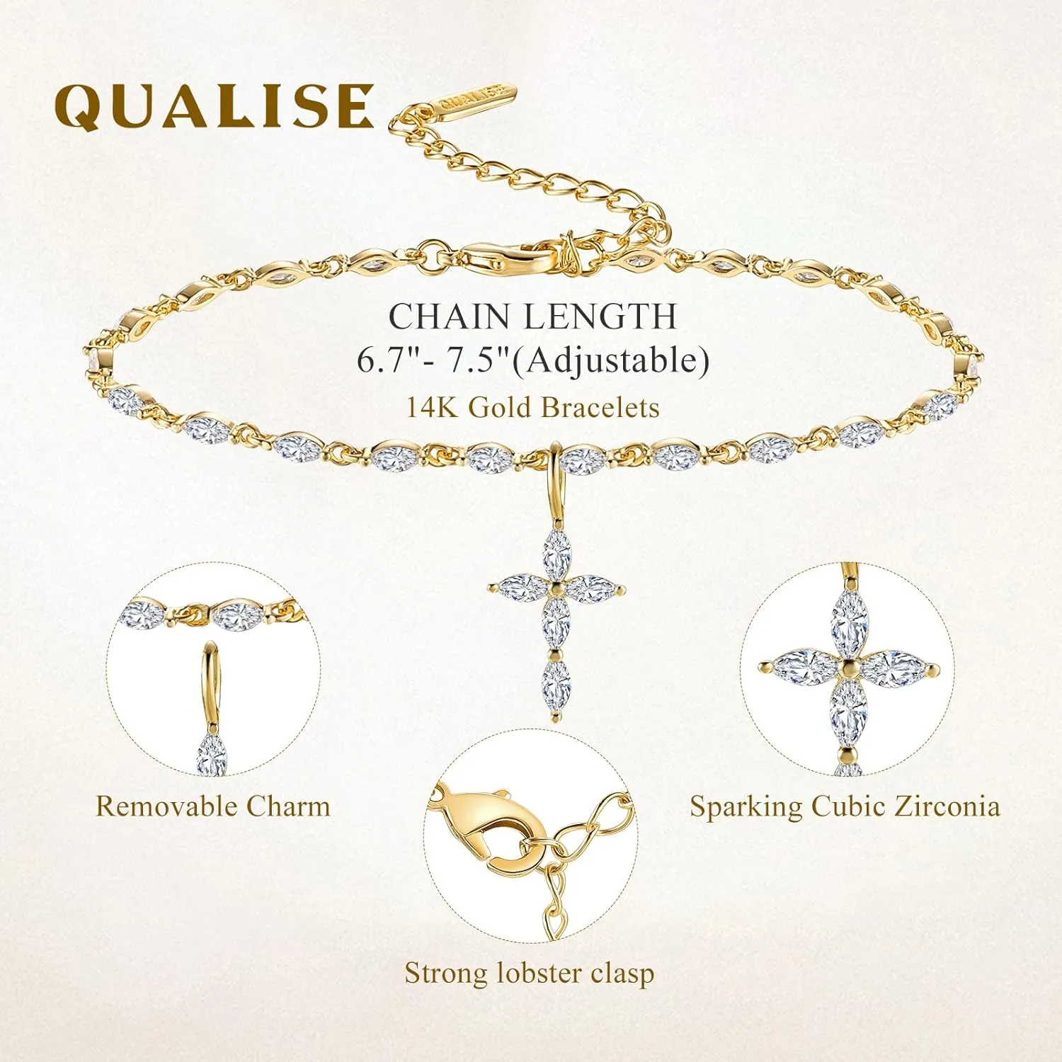 Gold Tennis Cross Bracelet, Simple Butterfly Bracelet,Evil Eyes Adjustable Bracelet, CZ Station Paperclip Link Chain Bracelet for Women