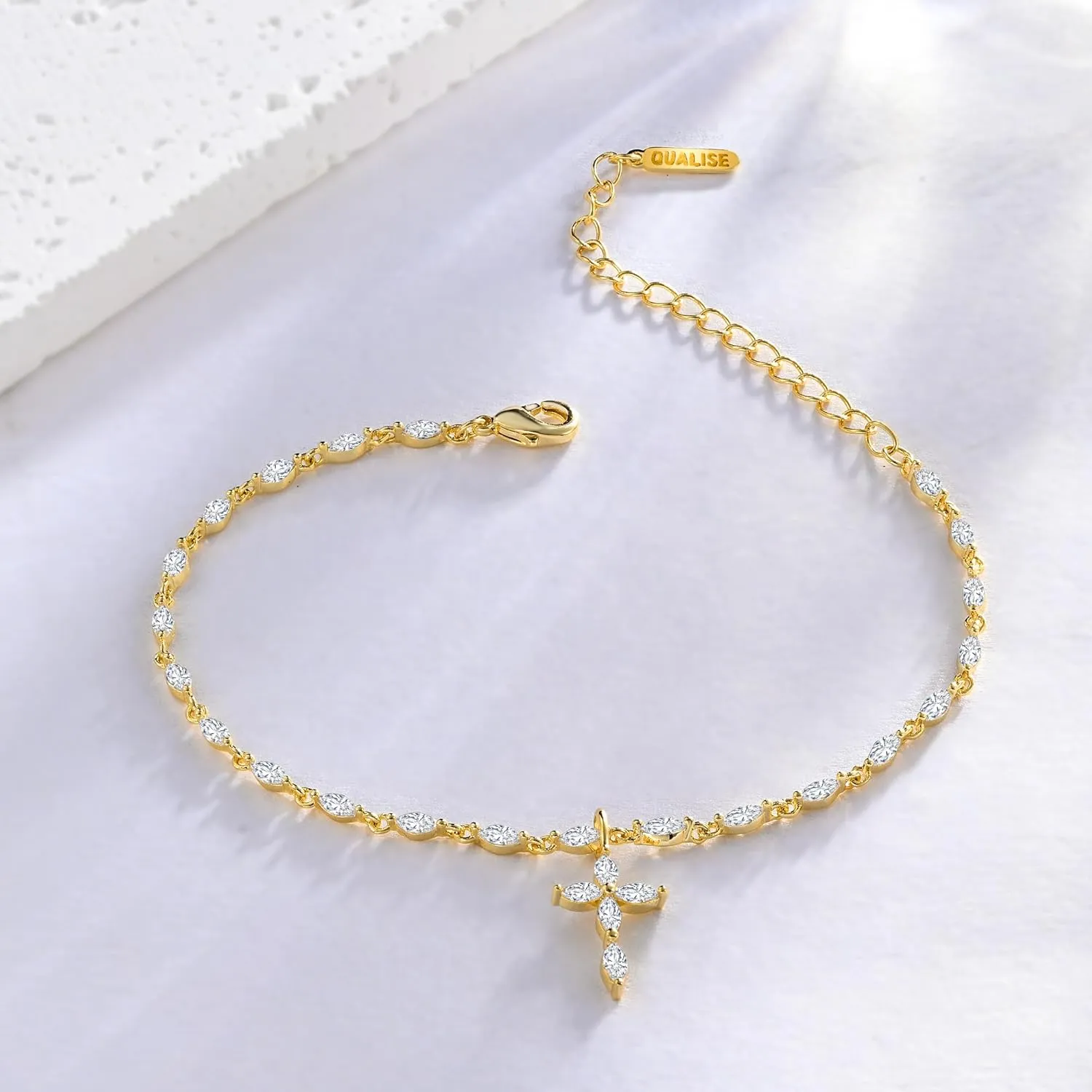 Gold Tennis Cross Bracelet, Simple Butterfly Bracelet,Evil Eyes Adjustable Bracelet, CZ Station Paperclip Link Chain Bracelet for Women